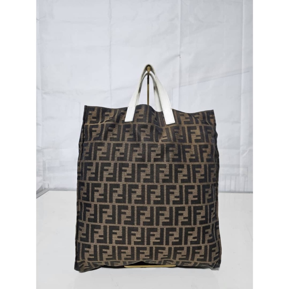 Authentic FENDI Zucca Special Shopping Tote Tobacco TOP HANDLE